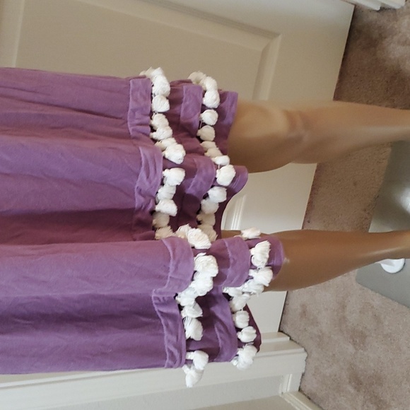 Jodifl S pom pom trim relaxed fit drop sleeve casual fun girly dress - Picture 2 of 9